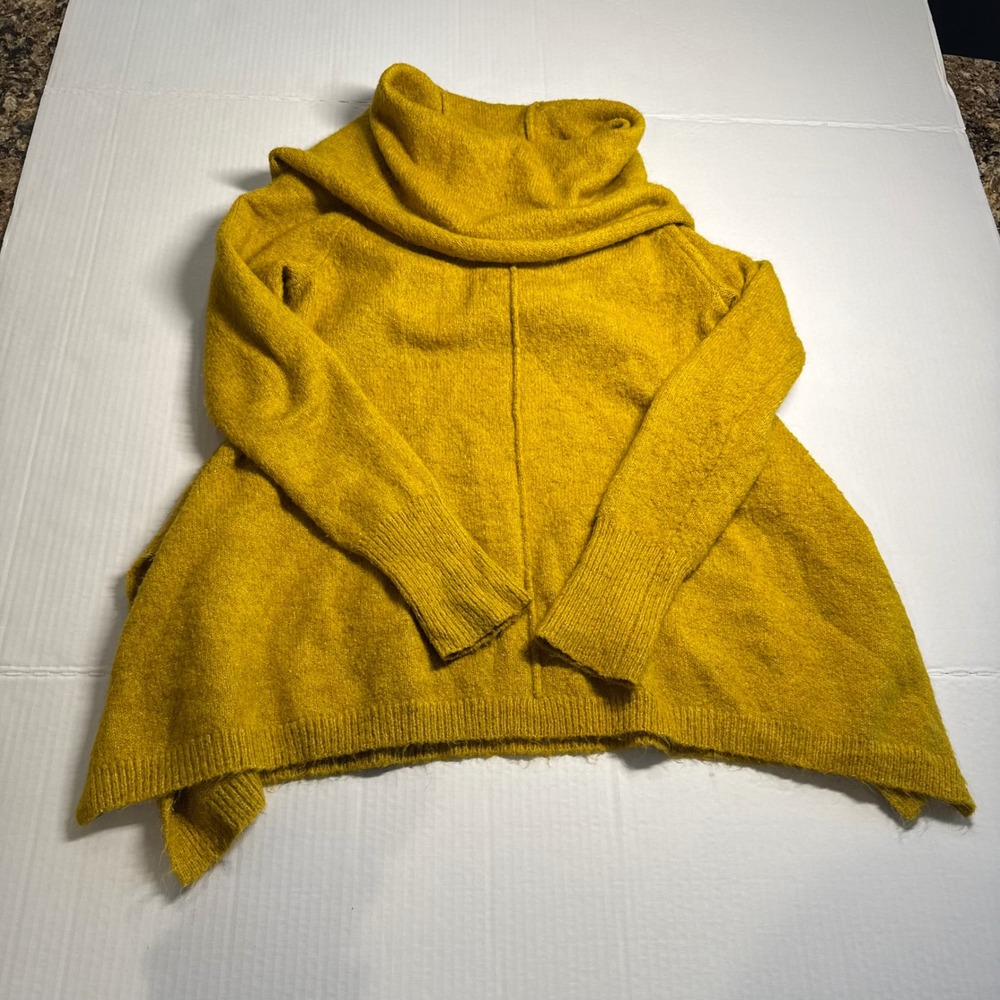 Wool Blend Yes Lola Women Mustard Yellow Cowl Neck Tunic Trendy‎ Sweater XS